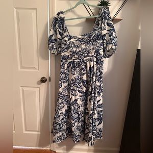 Abercrombie & fitch blue off shoulder ballon sleeve dress